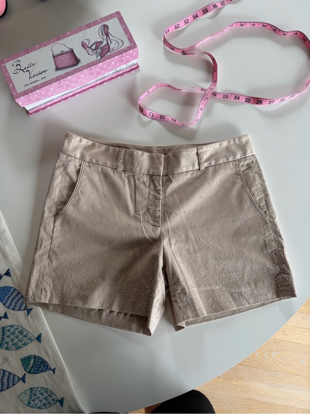 White House Black Market Beige Studded Shorts
